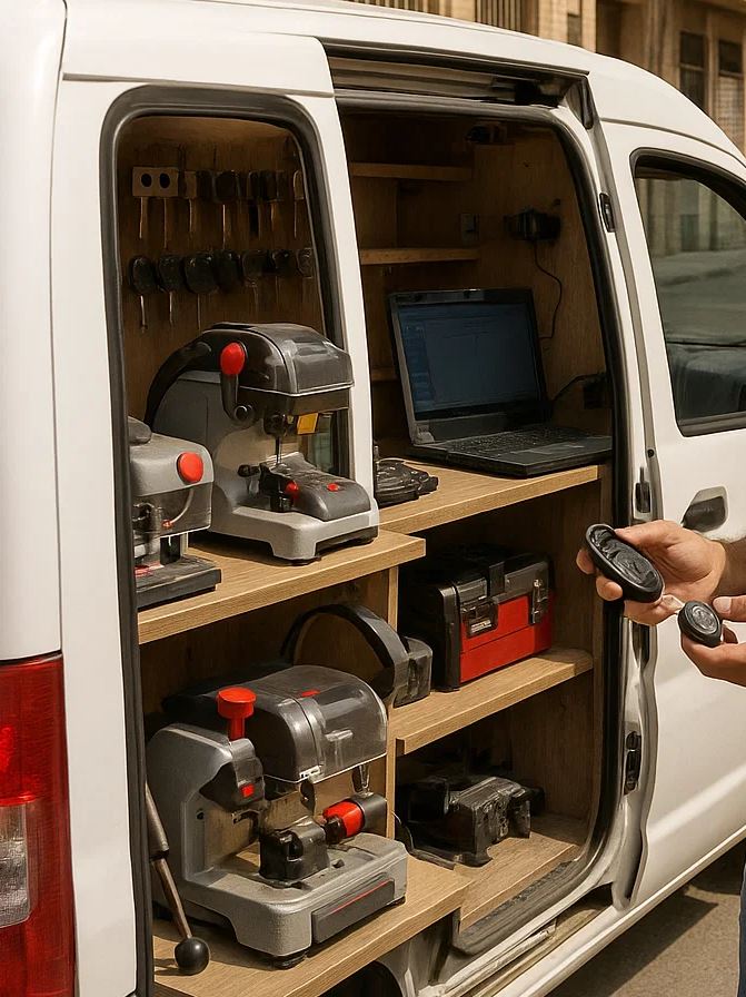 تصویر: یک کلیدساز از کلیدسازی حکیم نطامی در خیابان حکیم نظامی اصفهان در حال ساخت کلید خودرو با تجهیزات پیشرفته.09131055395 تصویر: یک کلیدساز سیار در خیابان حکیم نظامی اصفهان در حال ساخت کلید خودرو با تجهیزات پیشرفته.