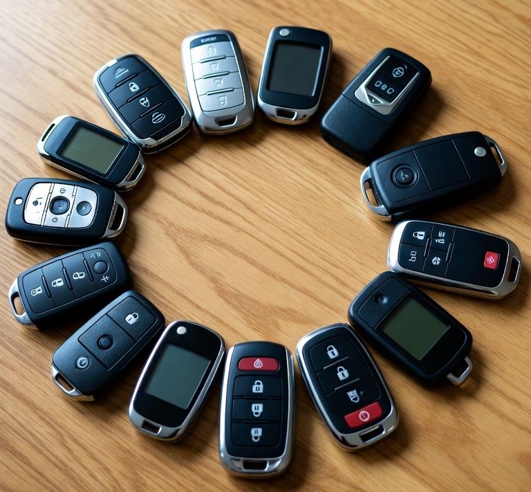 کلید هوشمند این خودروی اسپرت دارای لوگوی RS روی بدنه خود است این ریموت کیلس به راننده اجازه میدهد بدون وارد کردن کلید در قفل، درب خودرو را باز کند و با ارسال سیگنال بیسیم موتور را روشن نماید. کلیدسازی بزرگمهر توانایی ساخت و کپی ریموتهای مدلهای برتر آئودی را نیز دارد.